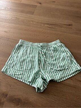 Universal Thread Green and White Striped High Waist Shorts